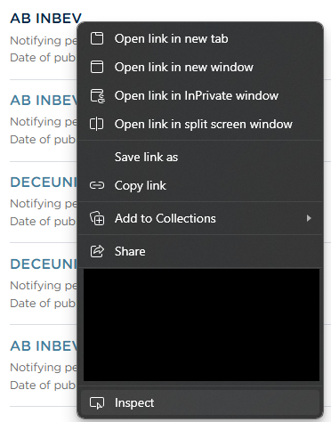 right click → Inspect right click → Inspect